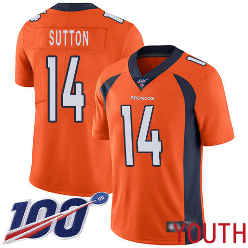 Youth Denver Broncos #14 Courtland Sutton Orange Team Color Vapor Untouchable Limited Player 100th Season Football NFL Jersey->youth nfl jersey->Youth Jersey